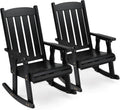 VINGLI Outdoor Rocking Chair, Heavy Duty 600 LBS Wooden Rocking Bench with Comfortable Backrest, Weatherproof Patio Rocker with Ergonomic Design, Wood Rocking Chair for Patio, Garden (Black, 2 PCS)