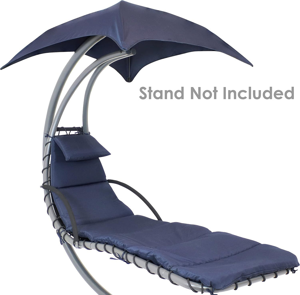 Sunnydaze Outdoor Hanging Lounge Chair Replacement Cushion and Floating Umbrella Fabric Only - Curved Swing Chair Cushion Replacement - Navy Blue