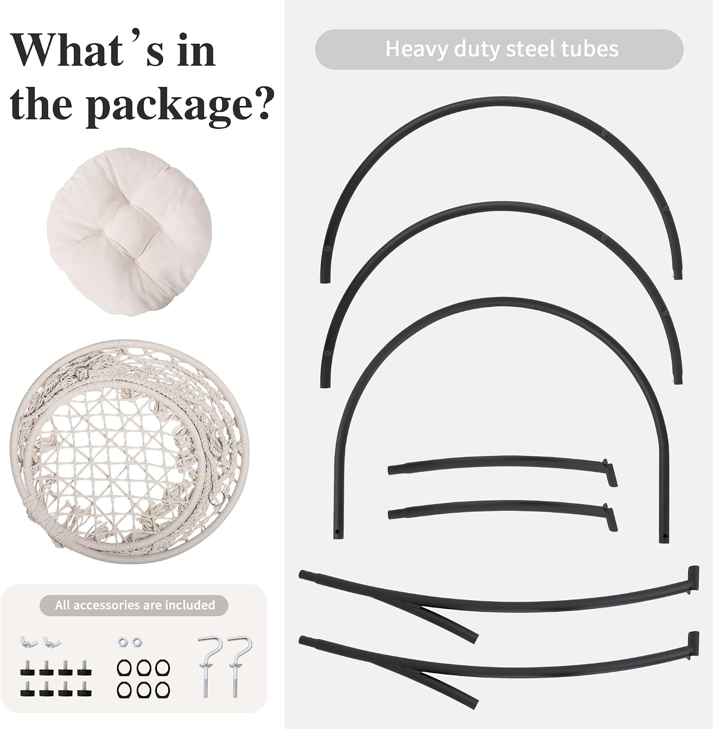 SUNCREAT Hammock Chair with Stand Included, Heavy Duty Hanging Chair with Stand, 330 lbs Capacity, Patent Pending, Beige