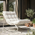 Grand patio Outdoor Rocking Chair, Metal Lounge Rocking Chair with Thick Cushion, Comfy Modern Rocker for Patio Porch Deck Backyard, Beige