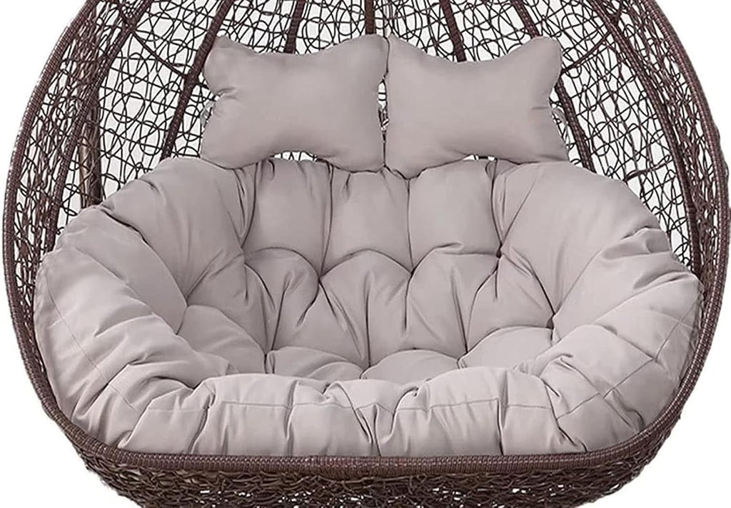 2 Person Egg Chair Cushion Replacement, Double Hanging Rattan Chair Cushion, Hanging Rocking Chair with 2 Adjustable Headrests, Hanging Mattress for Patio Garden Furniture(D)