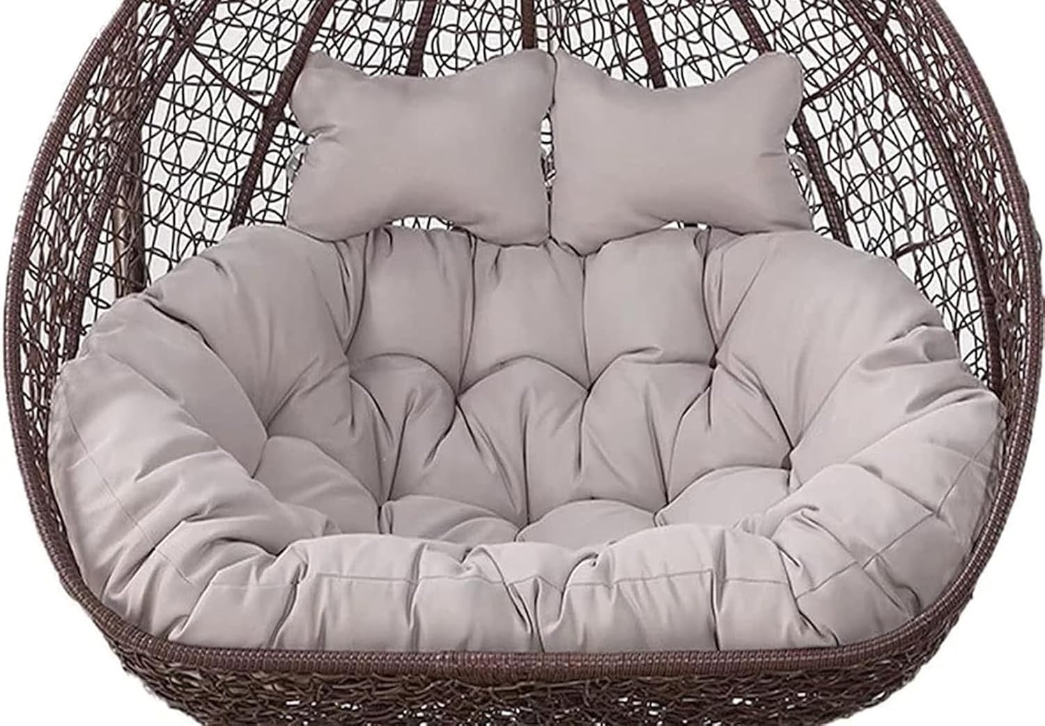 2 Person Egg Chair Cushion Replacement, Double Hanging Rattan Chair Cushion, Hanging Rocking Chair with 2 Adjustable Headrests, Hanging Mattress for Patio Garden Furniture(D)