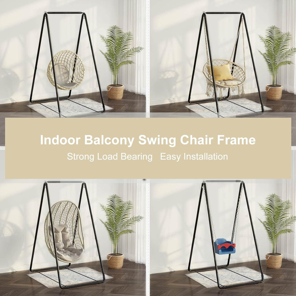 Swing Hammock Stand, A-Shaped Strong Load Bearing Hammock Stand, Anti-Deformed Hammock Chair Stand Swing Support Rack for Home or Outdoor (Black)