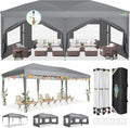 COBIZI 10x20 FT Pop up Canopy Tent with Sidewalls, Party Tents for Parties, Carpas para Fiestas, Easy Set Large Outdoor Popup Patio Gazebo for Backyard,Weddings,Vendor,Commercial Event,Gray (Upgrade)