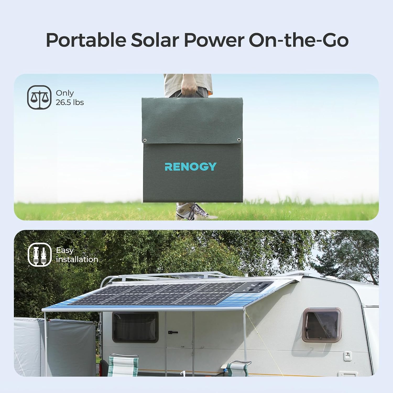 Renogy 400W Portable Solar Panel Foldable Monocrystalline Solar Blanket, Huge Power Solar Panel, Sunpower Solar Cells 23.7% High Efficiency for Power Station Outdoor Camping RV Solar Generator