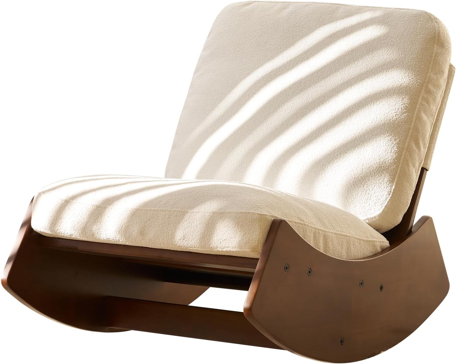 Nursery Rocking Chair Tall Back Boucle Glider Rocker Rocking Accent Chair Comfy Single Sofa Side Chair for Living Room Bedroom Hotel, Bedroom, Baby Room (White)
