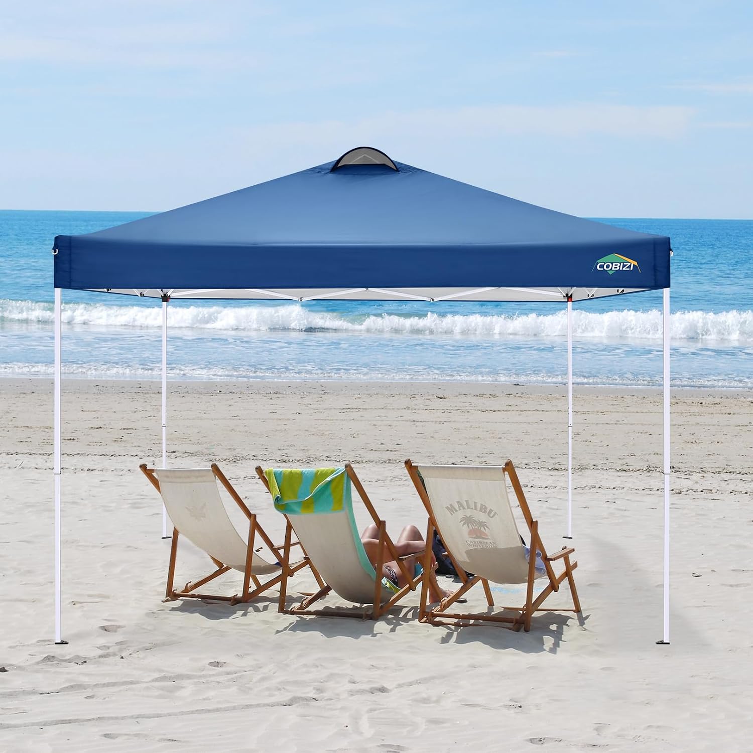 COBlZI 10x10 Pop Up Canopy Tent with 4 Removable Sidewalls，Waterproof Commercial Easy Adjustable Gazebo Tent with Air Vent, 4 Sandbags，4 Stakes & 8 Ropes（Tents for Party/Exhibition,Blue