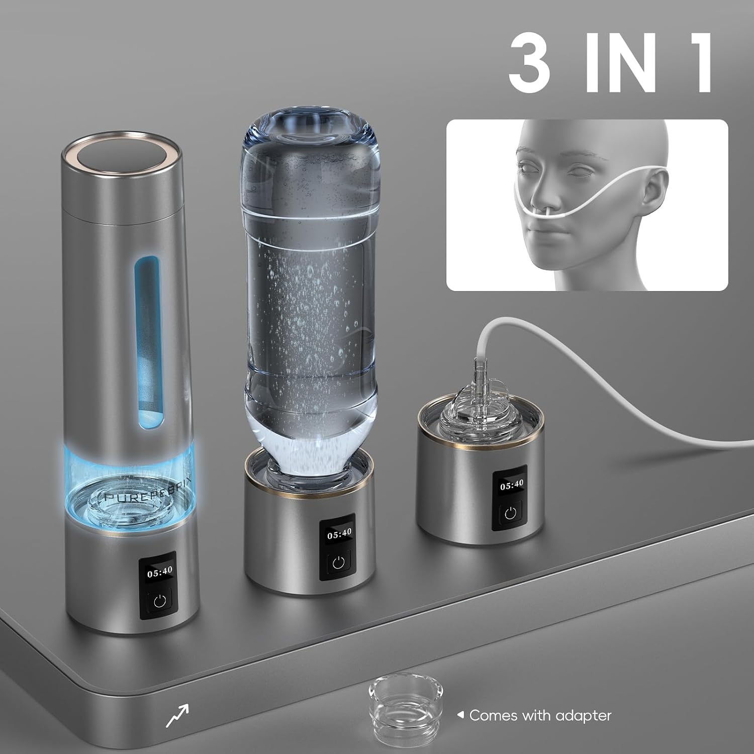 PUREPEBRIX Hydrogen Water Bottle Generator-Up to 8100 PPB Molecular Hydrogen, 12-Hour Hydrogen Retention, IHSA Certified SPE/PEM Tech, Portable Hydrogen Bottle, Healthy Gift (Platinum)