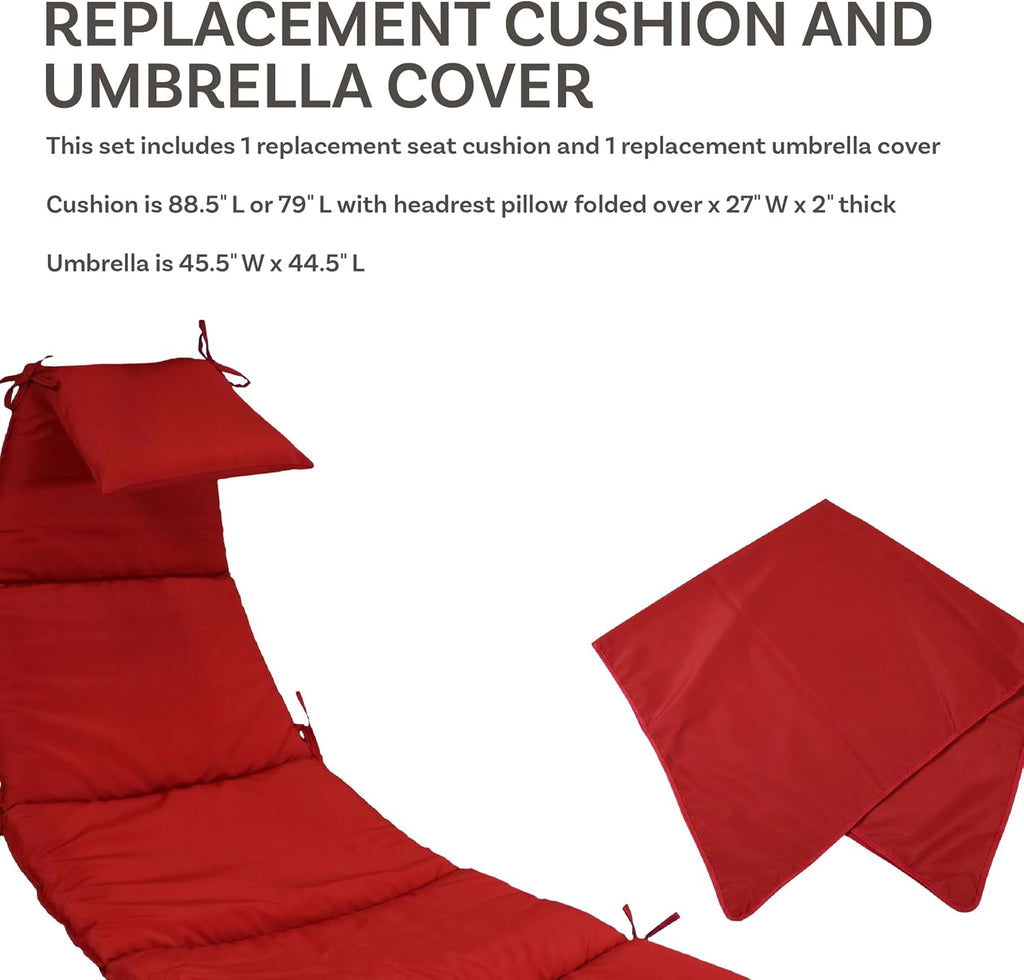 Sunnydaze Outdoor Hanging Lounge Chair Replacement Cushion and Floating Umbrella Fabric Only - Curved Swing Chair Cushion Replacement - Red