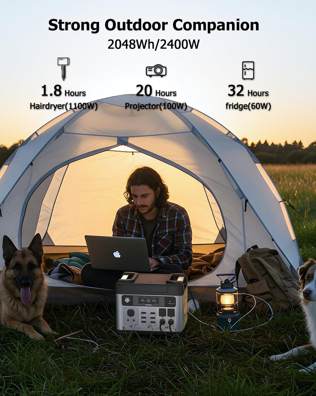 OUKITEL P2001 Plus 2400W Solar Generator with 200W Solar Panel, 2048Wh Solar power station, 1800W Fast Charging, Smart APP Control Emergency Power Station for Home, Camping, Outdoor Battery Backup