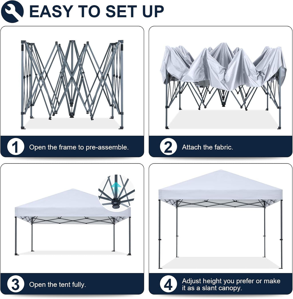 COOSHADE Durable Easy Pop Up Canopy Tent 12x12Ft (Silver White)