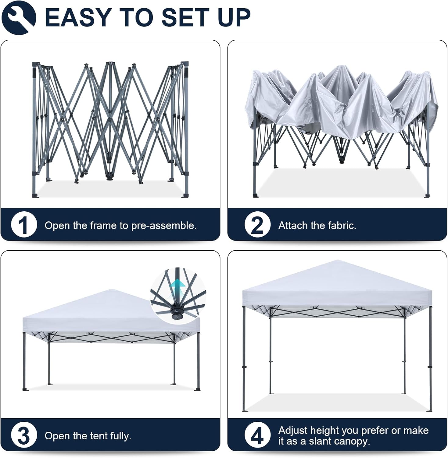 COOSHADE Durable Easy Pop Up Canopy Tent 12x12Ft (Silver White)