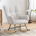 Nursery Rocking Chair, Teddy Upholstered Glider Rocker Rocking Accent Chair with High Backrest Armchair Comfy Side Chair for Living Room, Bedroom, Offices (Light Gray)