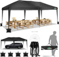 COBIZI Canopy 10x20 Pop Up Canopy Tent 10x20ft Waterproof Party Tent Ez Up for Parties Wedding Outdoor Commercial Event Gazebo Portable Instant for Backyard Camping Carport, Black