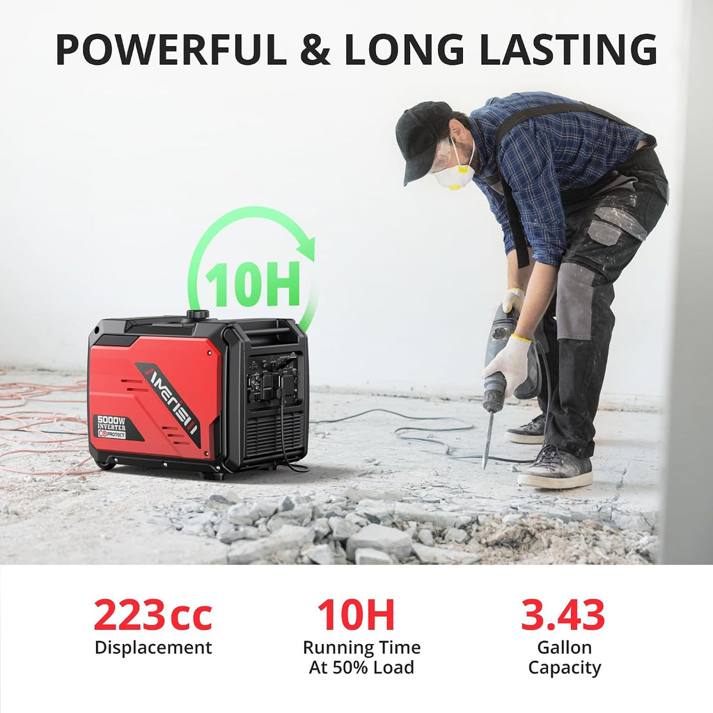 AMERISUN 5000W Portable Inverter Generator With CO Protection, Super Quiet Generator for Home Use, RV Ready, EPA Compliant