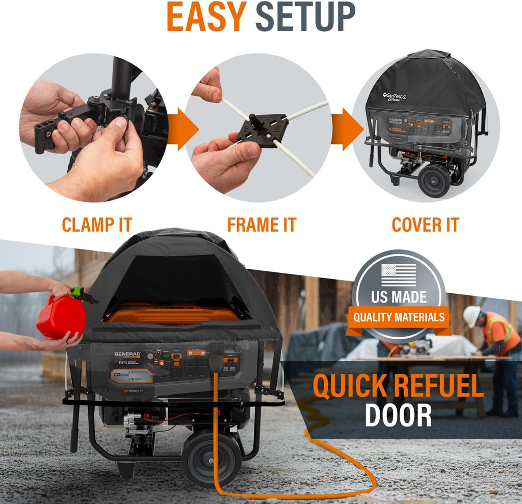 GenTent XL Open Frame Running Cover – Universal Kit Generator Tent for Larger Generators (Black, XL - Extreme)
