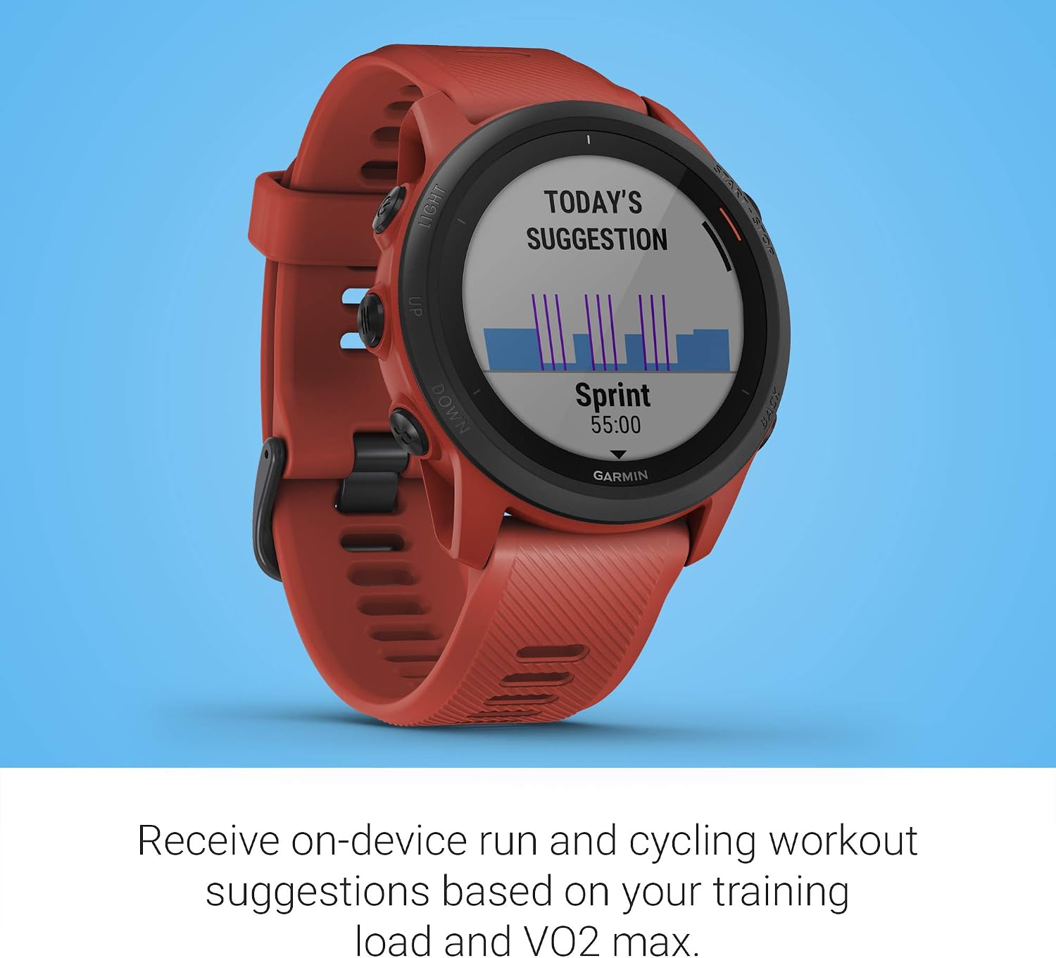Garmin Forerunner 745, GPS Running Watch, Detailed Training Stats and On-Device Workouts, Essential Smartwatch Functions, Red (Renewed)