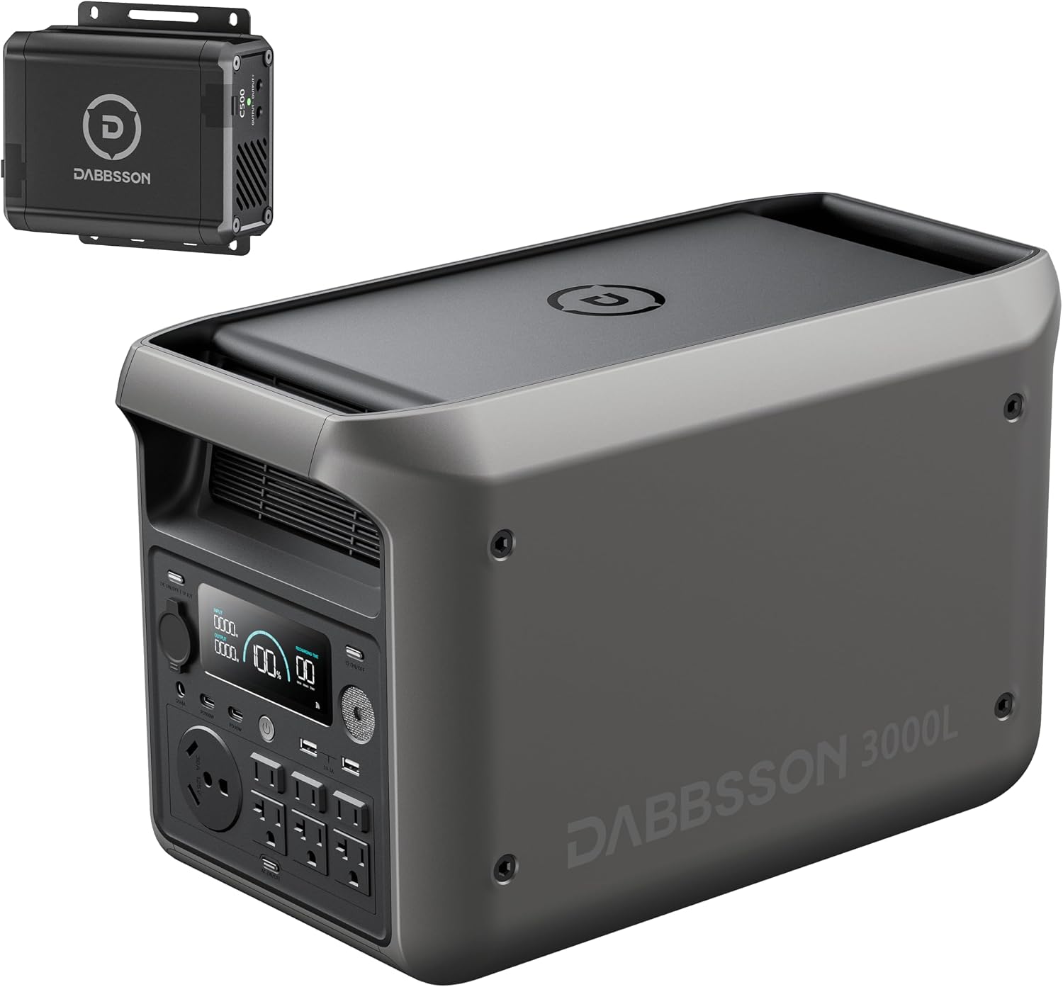 DABBSSON 3000L Solar Generator with Charger S, 3072Wh Semi-Solid LiFePO4, 560W Alternator Charger, 3000W AC Output 6,TT-30 for RV,P-Boost 3600W, Compact, 1.3X Runtime,0-80% 1.5H,for Camping/Home