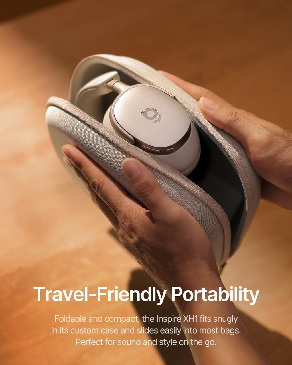 Baseus Inspire XH1 Adaptive Active Noise Cancelling Headphones, Sound by Bose, Dolby Audio, Premium Real-Time Adaptive ANC, Adaptive Rich Sound, Hi-Res Audio, 100H Playtime - Starlight Off-White