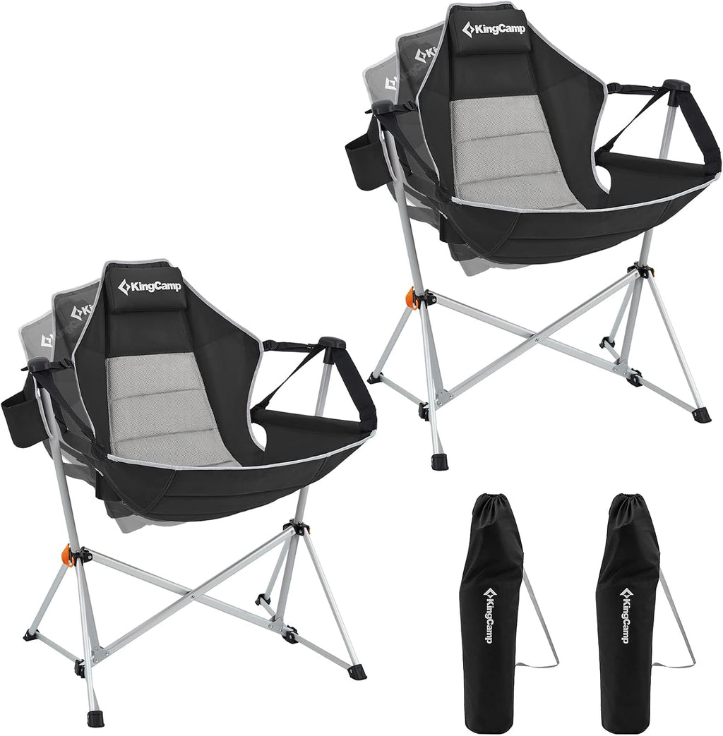 KingCamp Hammock Camping Chair, Swinging Portable Camp Chairs for Adults, 400lbs Heavy Duty Oversized Folding Rocking Chair with Adjustable Recline, Aluminum Alloy Frame for Outdoor Patio Beach Sport