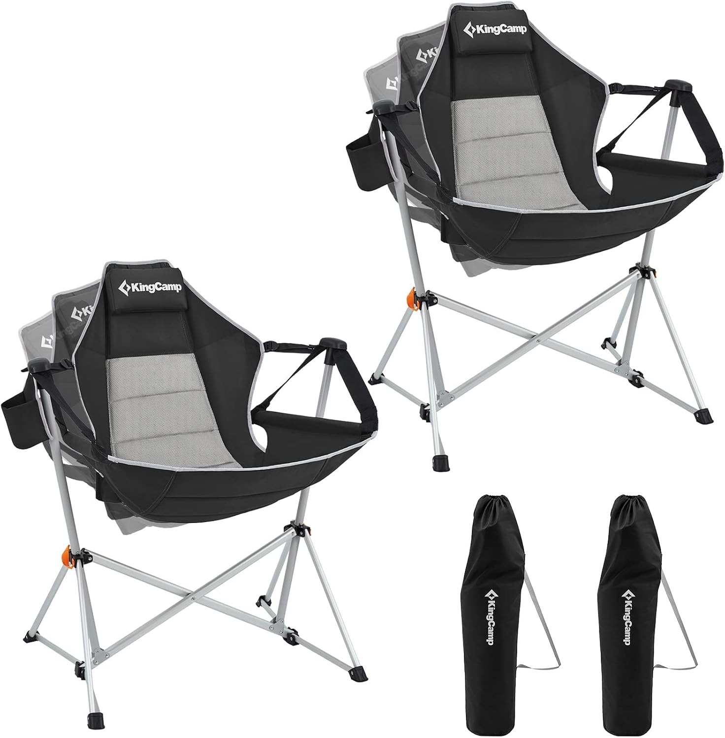 KingCamp Hammock Camping Chair, Swinging Portable Camp Chairs for Adults, 400lbs Heavy Duty Oversized Folding Rocking Chair with Adjustable Recline, Aluminum Alloy Frame for Outdoor Patio Beach Sport