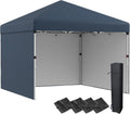 Outsunny 10' x 10' Pop Up Canopy Tent with 3 Sidewalls, Leg Weight Bags and Carry Bag, Height Adjustable, Instant Party Tent Event Shelter Gazebo for Garden, Patio, Navy Blue