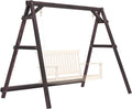 Outsunny 770lbs Porch Swing Frame, Heavy Duty A-Frame Wooden Swing Stand with Reinforced Bars, Freestanding Hanging Chair Stand Only for Porch, Lawn, Garden, Backyard, Carbonized