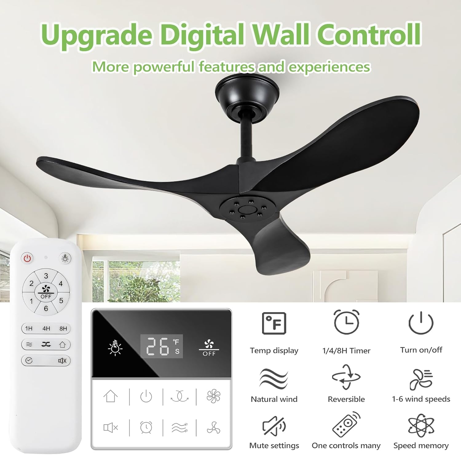 36 Inch Black Ceiling Fan No Light,Small Ceiling Fans Without Lights, Small Modern 3 Blade Quiet Dc Ceiling Fan For Slanted Ceilings, Rustic Wood Ceiling Fans For Gazebo With Remote