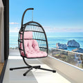 CHABATREE Egg Chair with Stand,Patio Rattan Wicker Hanging Swing Egg Chair Hammock Chair for Bedroom Porch Garden,Thickened Aluminum Alloy Steel Frame and UV Resistant Cushion,350LBS Capacity