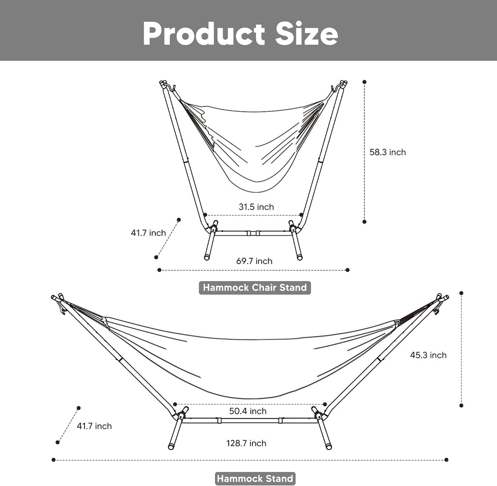 SUNCREAT 2-in-1 Convertible Backyard Fabric Hammock with Stand, Large Hammocks for Outside, Green & Orange