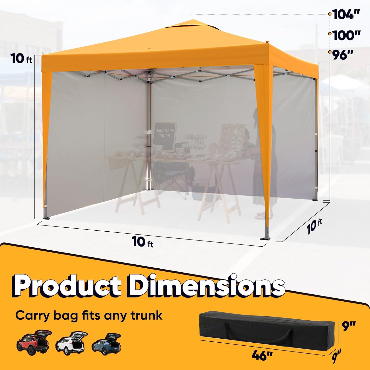Quictent 10x10 Pop Up Canopy Tent with 2 Sidewalls, Instant Setup Gazebo for 1 Person, Portable & Compact, Waterproof & UV Protection, Ideal for Camping, Beach, Parties, and Outdoor Events