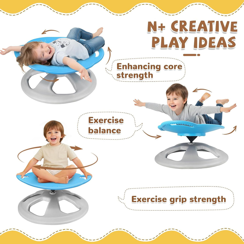Zhenx Spinning Chair for Autistic Kids with Handles - 220LBS Capacity Sensory Swivel Seat - Sensory Toy for Teens with ADHD/Autism - Sit and Spin Calming Gift to Improve Focus & Body Balance (Blue)