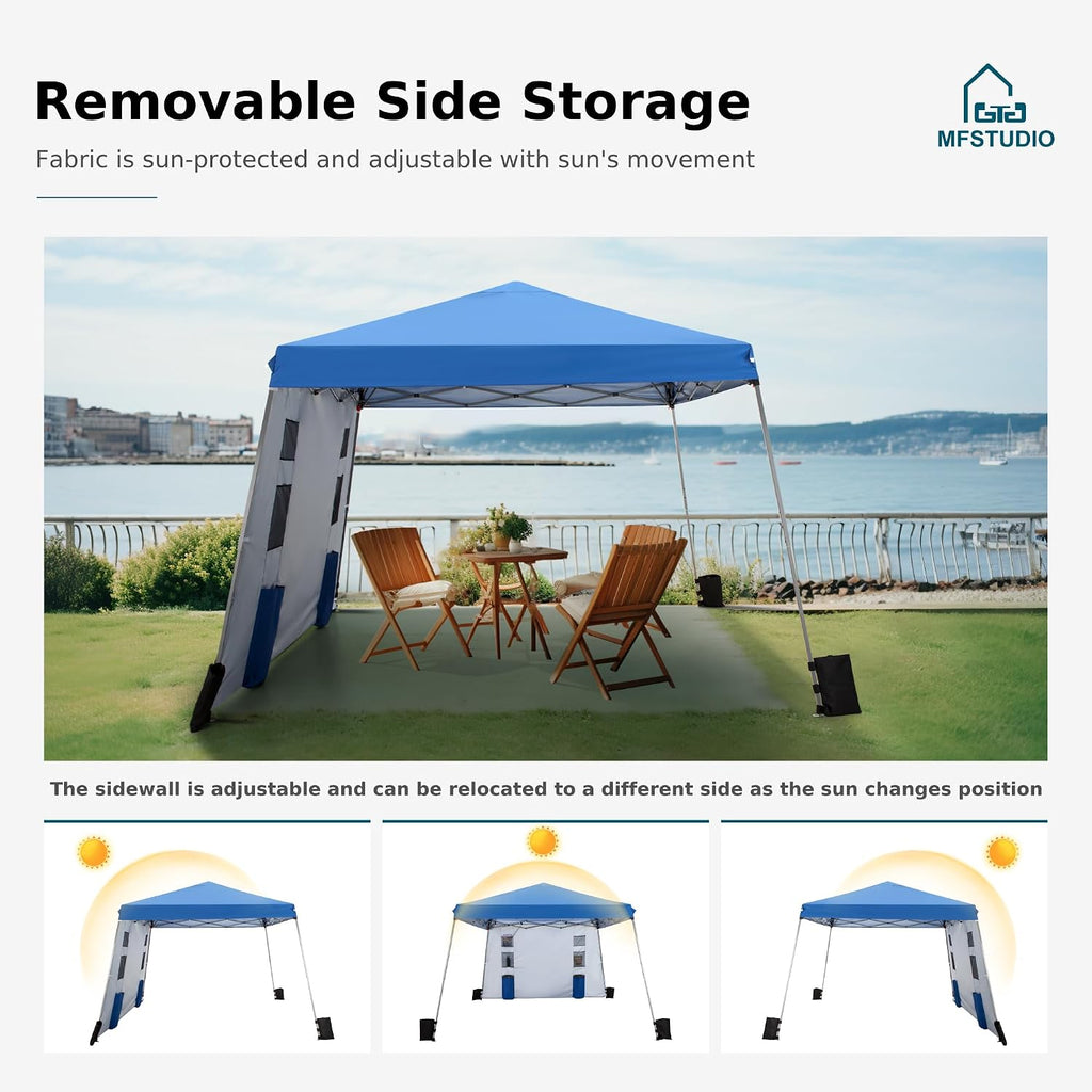 MFSTUDIO 12x12 Pop up Canopy Tent, Gazebo Shelter Sun Shade Canopies Patio Portable Popup Tents Easy Setup Waterproof with 9x9ft Top, 1 Sidewall, for Beach,Parties,Picnics