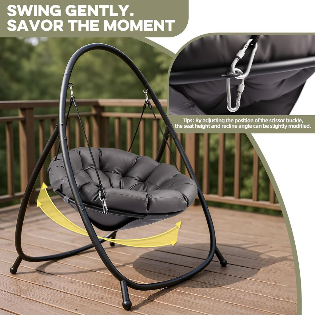 ZZW Hammock Hanging Chair with Stand Round-Shaped Swing Chair Indoor with Padded Cushion for Outdoor Bedroom Patio Balcony