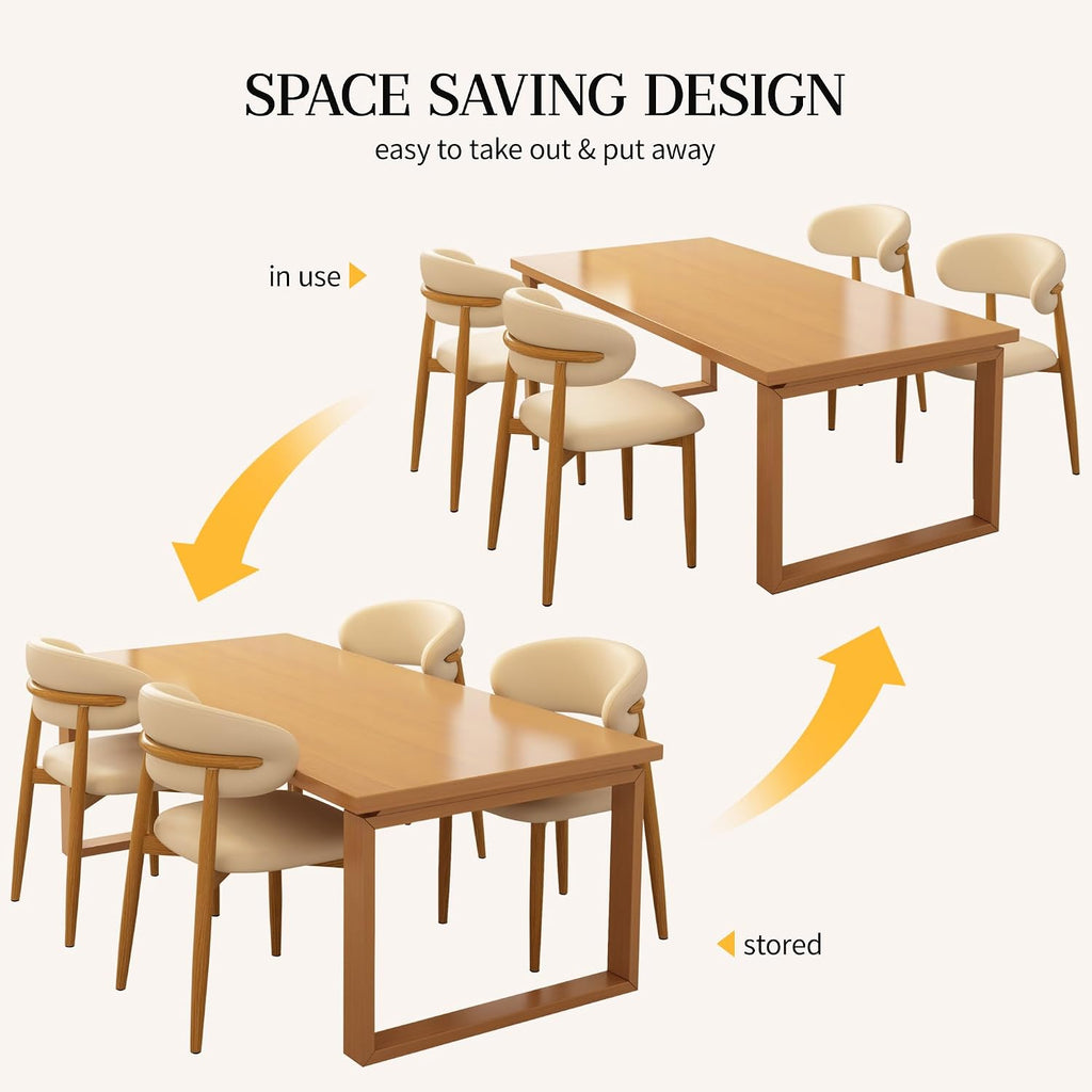 Kitchen Dining Chairs Set of 6 Modern Leather Farmhouse Dining Room Chairs, Beige