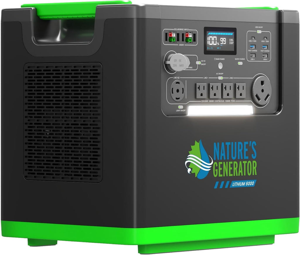 Natures Generator 3840Wh Solar Generator + 2 Packs 400W Folding Panels, Lithium Batteries, 6000W Power Station for Home Backup, RVs, Emergencies, Power Outages, and Outdoor Camping