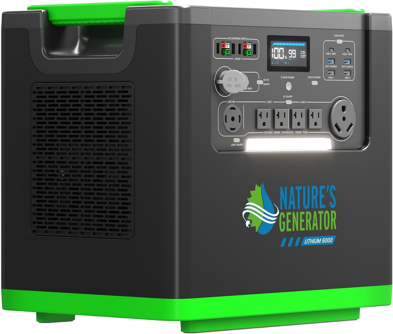 Natures Generator 3840Wh Solar Generator+ 30A Automatic Transfer Switch, Lithium Batteries, 6000W Power Station for Home Backup, RVs, Emergencies, Power Outages, and Outdoor Camping