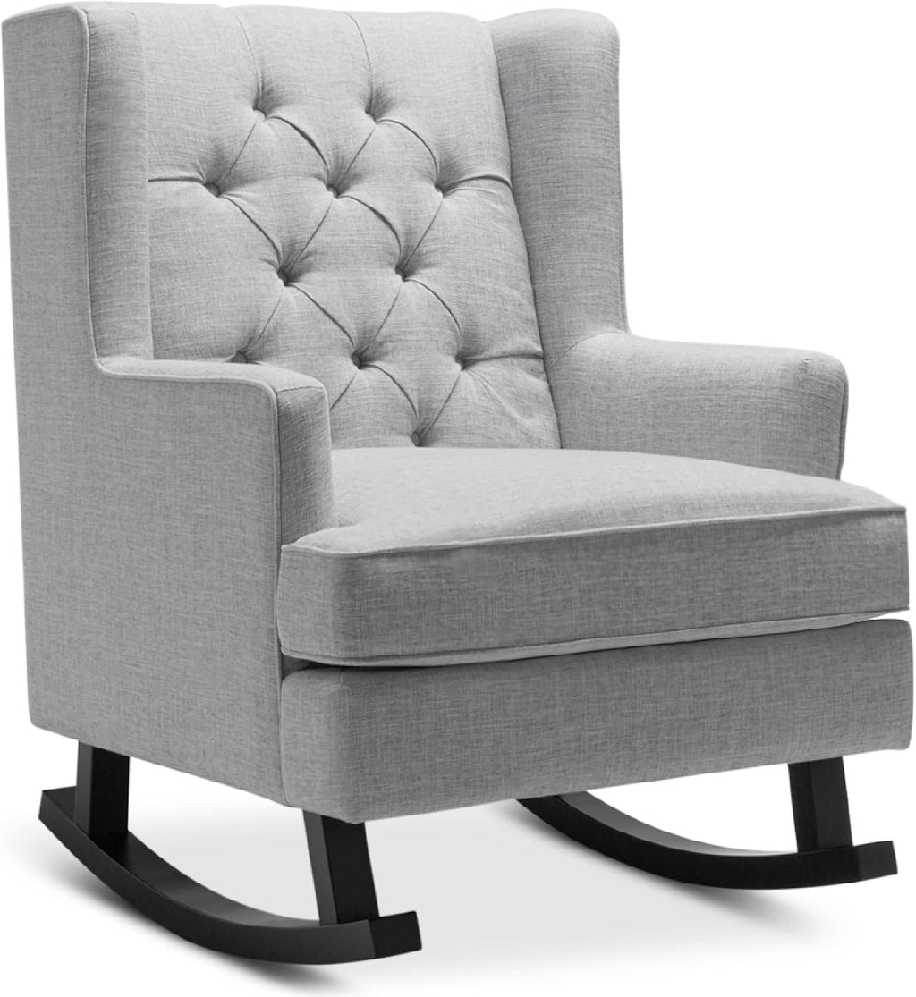 Best Choice Products Rocking Accent Chair, Tufted Upholstered Luxury Velvet Wingback for Nursery, Living Room, Bedroom w/Wood Frame - Gray
