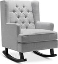 Best Choice Products Rocking Accent Chair, Tufted Upholstered Luxury Velvet Wingback for Nursery, Living Room, Bedroom w/Wood Frame - Gray