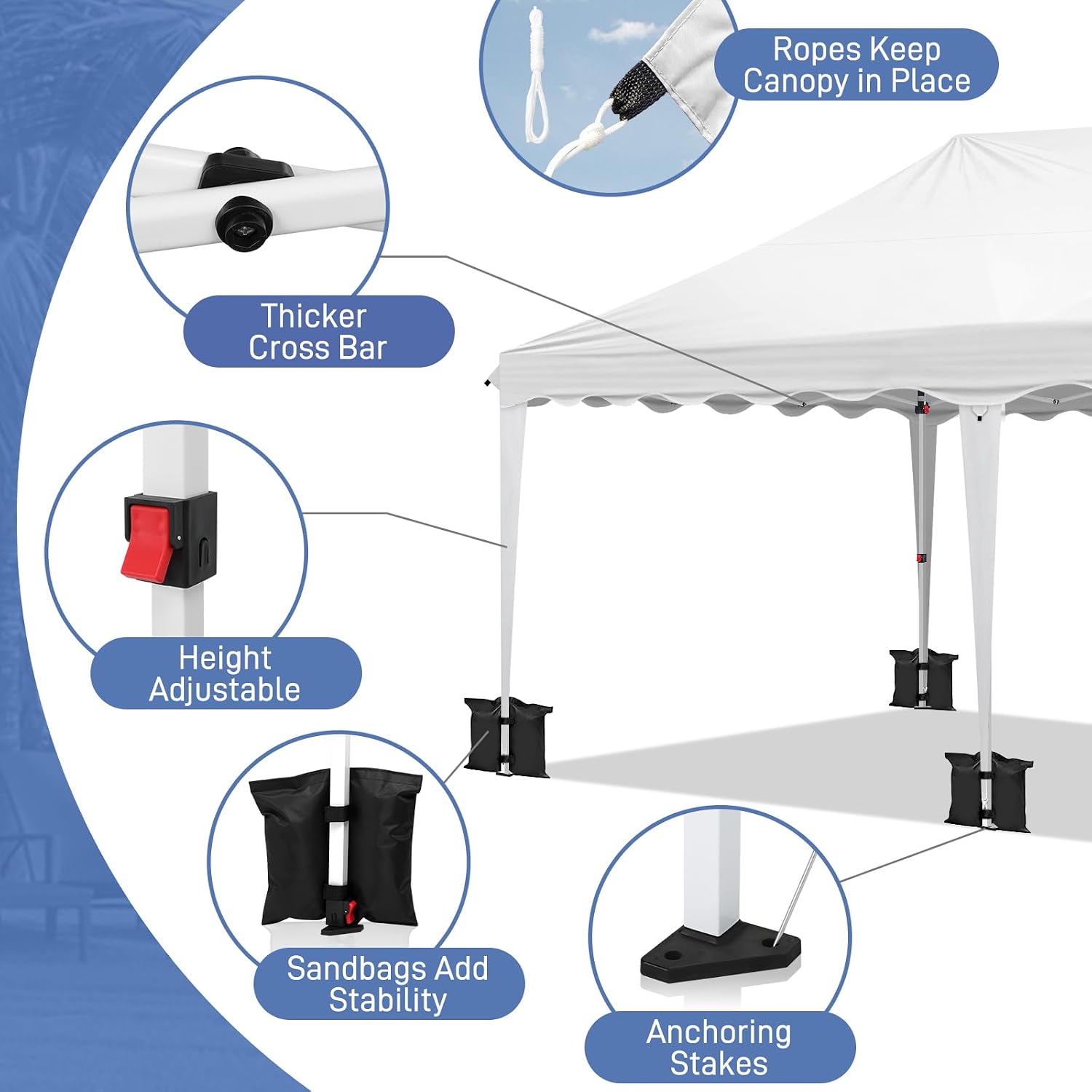 VINGLI 10x20 Pop Up Canopy Tent with Sidewalls, Commercial Outdoor Canopy Tent Pop Up Gazebo Party Tent Wedding Tents with Sandbags & Rolling Bag