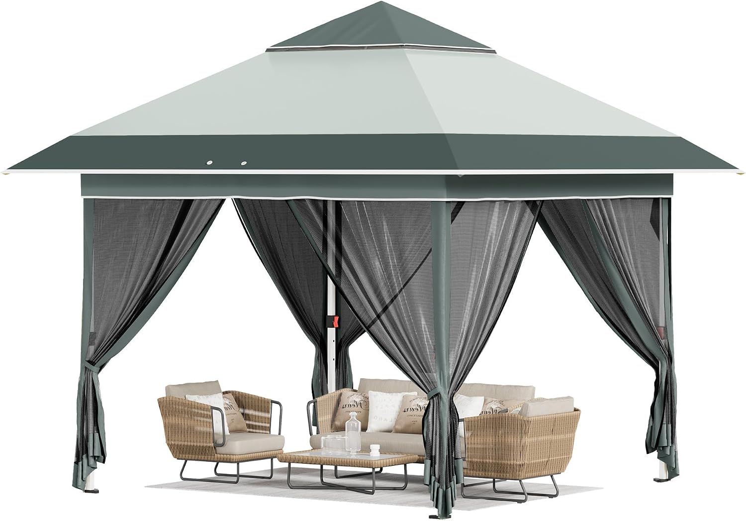 Devoko 12x12 Pop Up Gazebo Canopy Tent with Double Roof – Instant Shelter for Backyard, Garden, Party, Patio, Lawn – Portable Vented Outdoor Shade (Deep Gray)