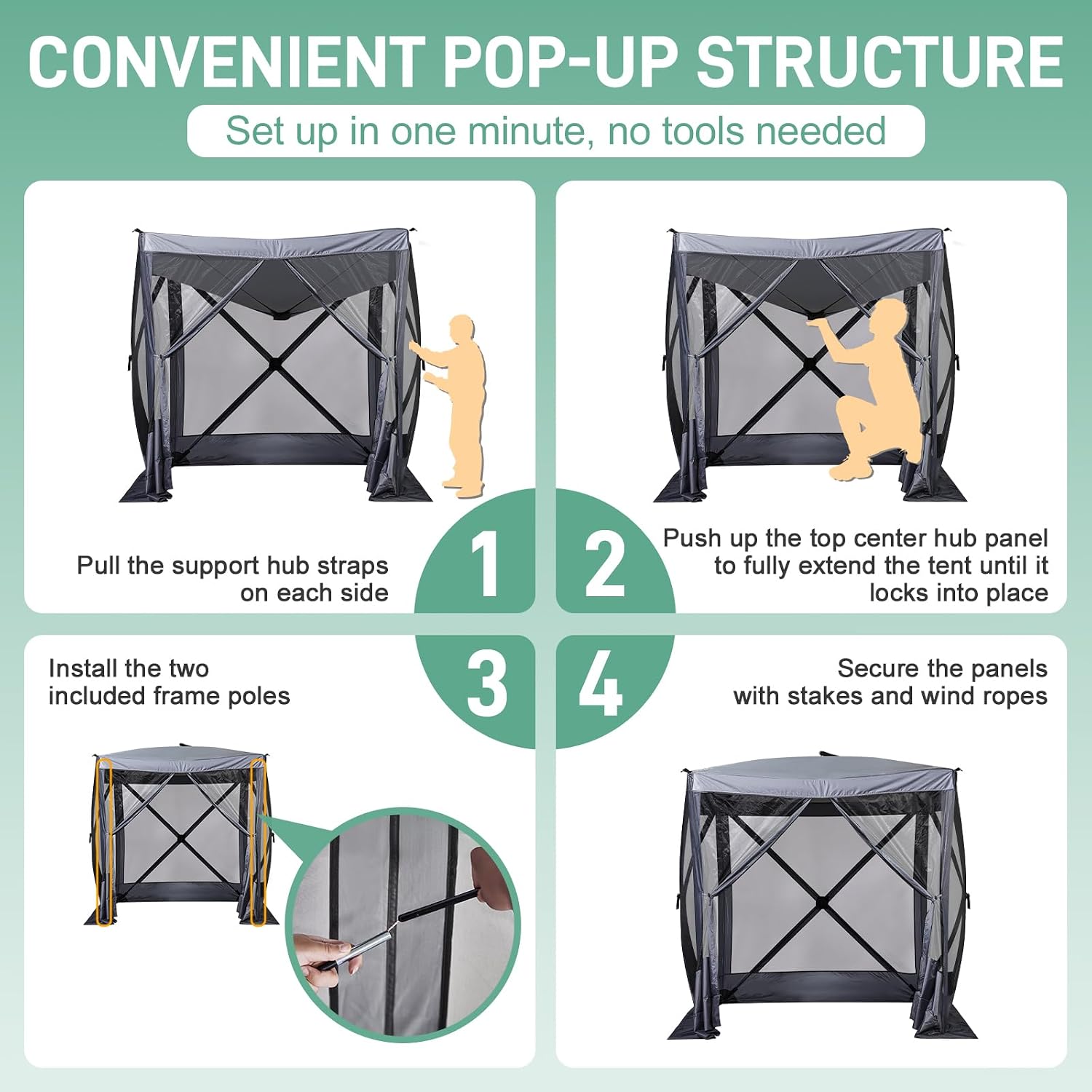 Outvita 7x7ft Instant Pop-Up Screen Tent - Outdoor Gazebo Canopy with Mosquito Netting & Carrying Bag - Versatile Pavilion Tent for Patios and Events