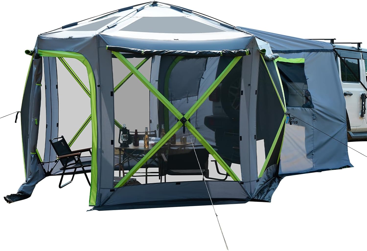 JOYTUTUS Dual-Use Pop up SUV Tents for Camping, 10x10.5 Ft Big Space 2 Rooms Car Tent, SUV Tailgate Tent for Family Camping, 5 Sides Canopy, Portable Carry Bag