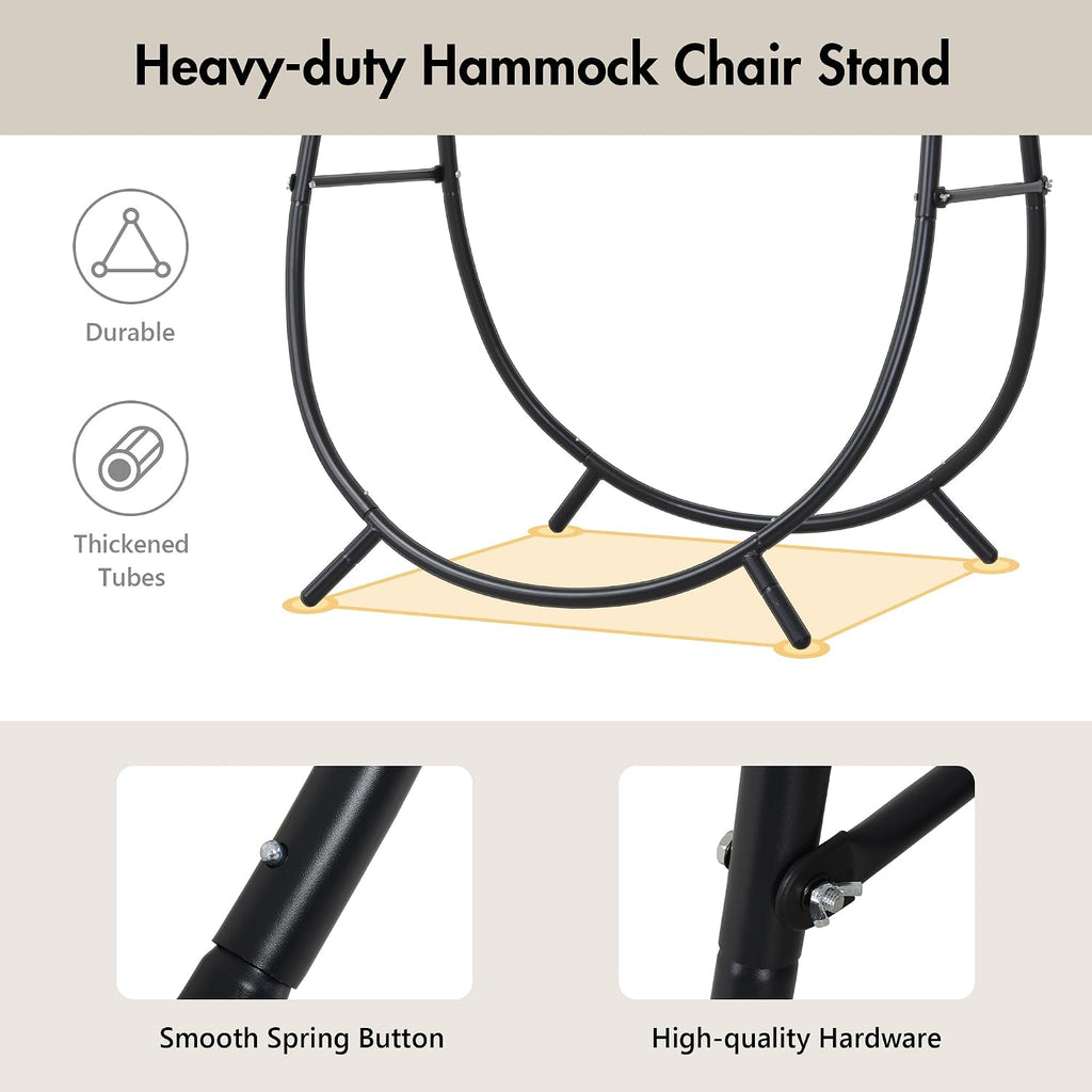 ANOW Macrame Hammock Chair with Stand for Outside, Heavy Duty Hanging Chair Stand with Swing Chair, Includes Seat Cushion, Max 400 Lbs, Natural