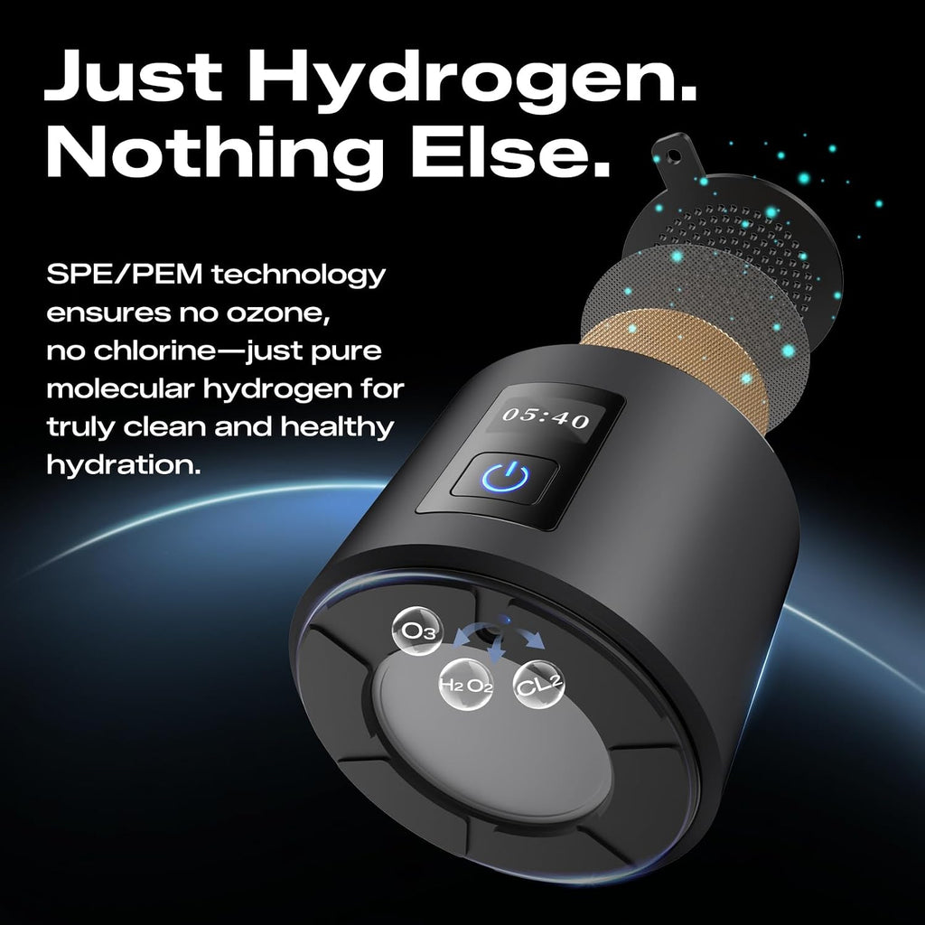 PUREPEBRIX Hydrogen Water Bottle - IHSA Certified 6400 PPB Portable Hydrogen Water Maker - Health Gift for Parents, Molecular Hydrogen Water (Silver)