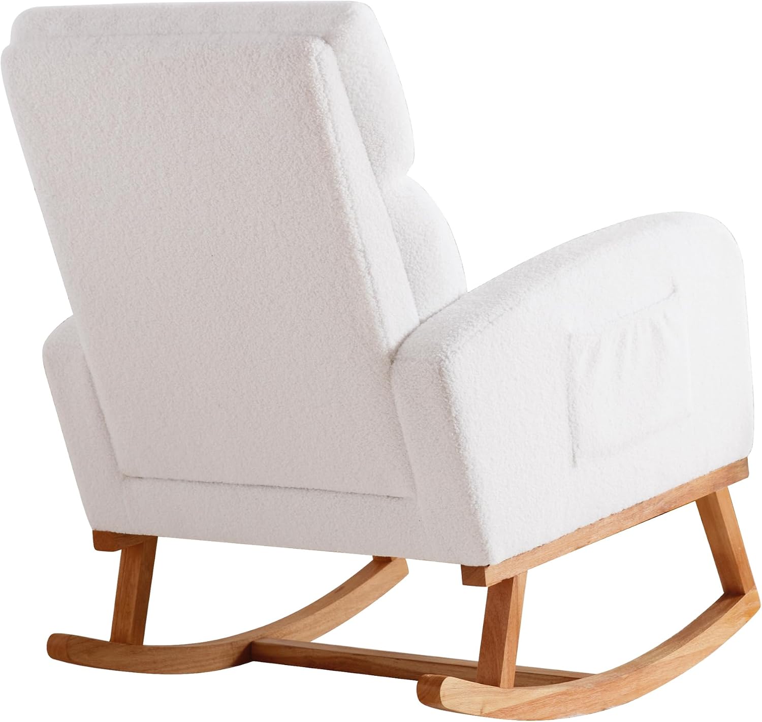 HCHAIRH Rocking Chair Nursery with Foot Rest, Nursing Rocking Chairs for Mom Nursery, Teddy Rocker Glider with High Backrest for Living Room, Bedroom, White