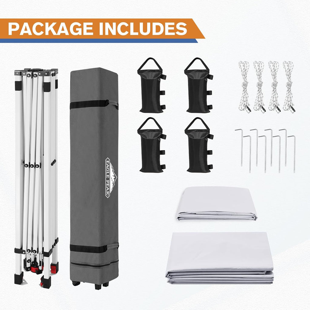EAGLE PEAK Commercial Canopy 10x10 Pop Up Canopy Tent with 1 Sidewall, Easy Setup Heavy Duty Instant Event Shelter for Vendors & Markets, Outdoor Sun Shade, White