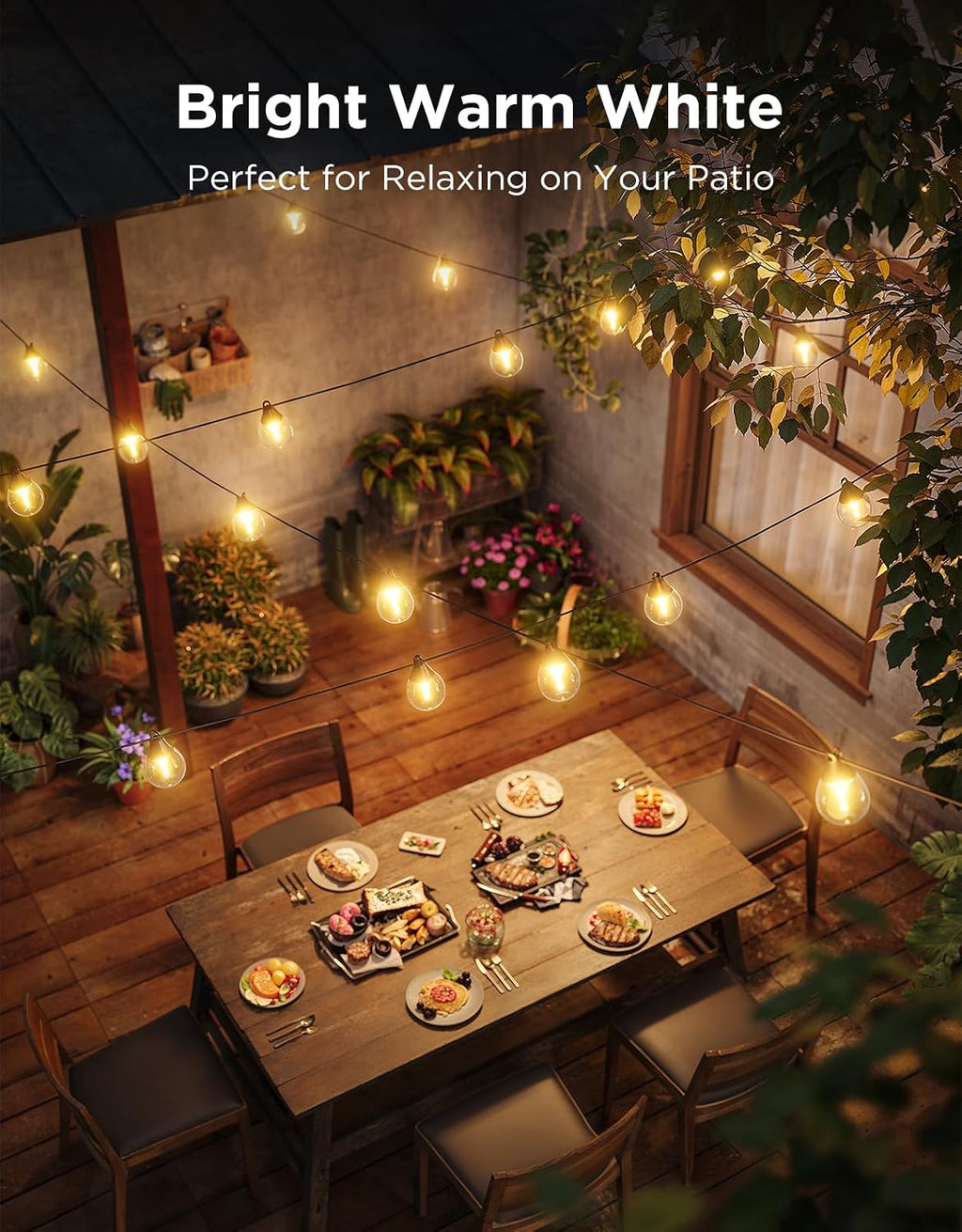 Govee Clear Bulb Outdoor String Lights, 96ft RGBWIC Dimmable Patio & Backyard Lights with 30 LED Bulbs, 111 Modes, IP67 Waterproof & Shatterproof, Works with Alexa, Google & Matter