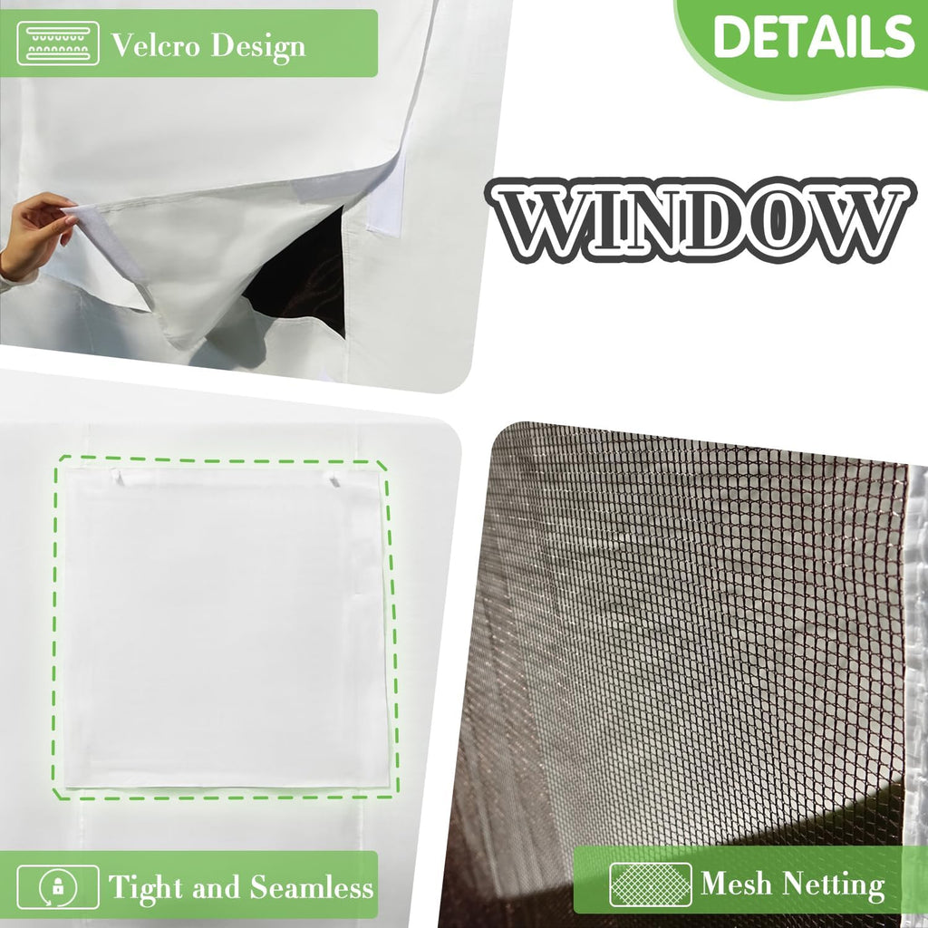 Domi 12' x 14' Universal Winter Gazebo Cover, All Season Waterproof Enclosed Cover with Sidewalls & Ventilated Mesh Windows, All-Weather Outdoor Cover for Gable Roof Gazebos, White