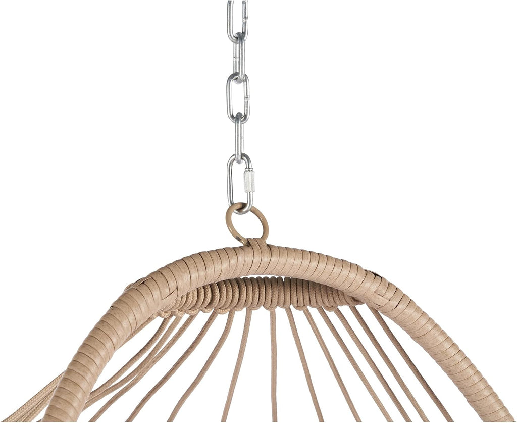 Outdoor Garden Rattan Egg Swing Chair,Foldable Wicker Egg Hanging Chair for Bedroom,Living Room,Deck,Supprt Up to 360 lbs (Khaki)